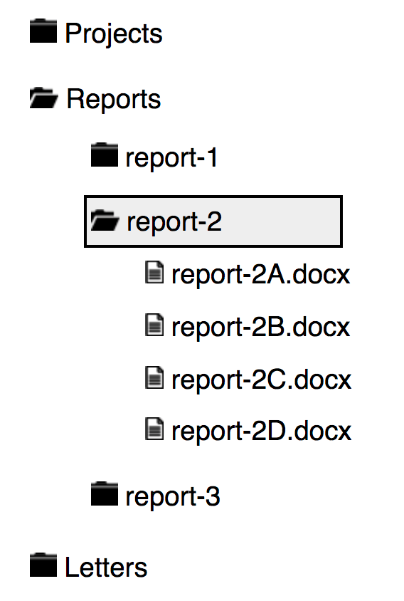 Screenshot of a tree-view component.